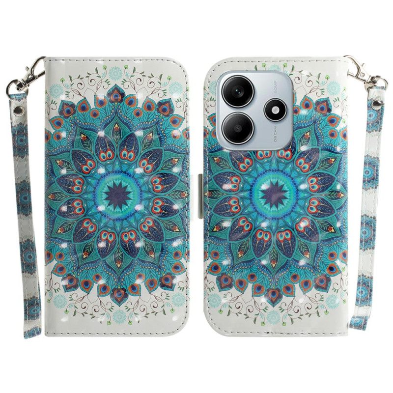 Δερματινη Θηκη Xiaomi Redmi Note 14 5g Κορδόνι Με Πράσινο Mandala