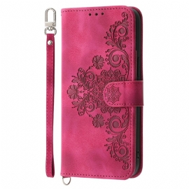 Δερματινη Θηκη Xiaomi Redmi Note 14 5g Πορτοφόλι Με Δαντελένιο Σχέδιο Με Λουρί Και Λουρί Ώμου