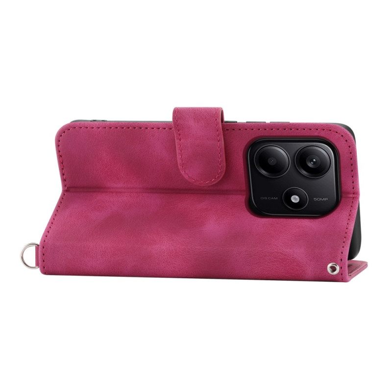 Δερματινη Θηκη Xiaomi Redmi Note 14 5g Πορτοφόλι Με Δαντελένιο Σχέδιο Με Λουρί Και Λουρί Ώμου