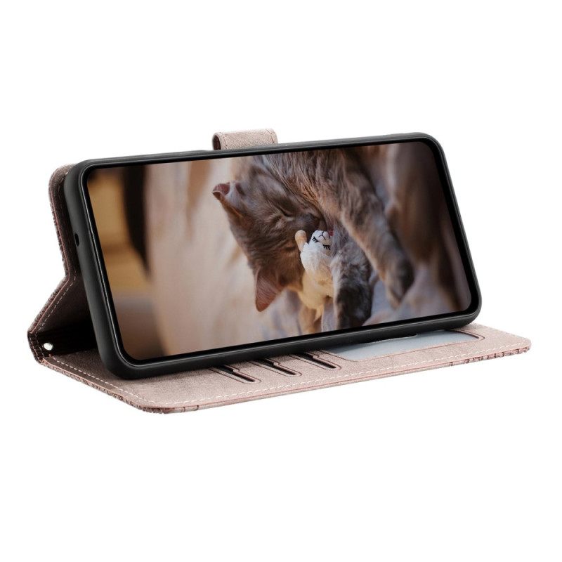 Δερματινη Θηκη Xiaomi Redmi Note 14 5g Σχέδιο Γάτας Με Λουράκι