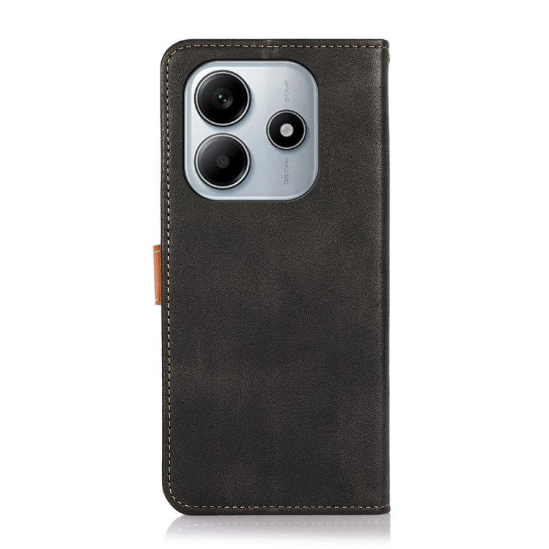 Δερματινη Θηκη Xiaomi Redmi Note 14 5g Χρυσό Κούμπωμα Khazneh