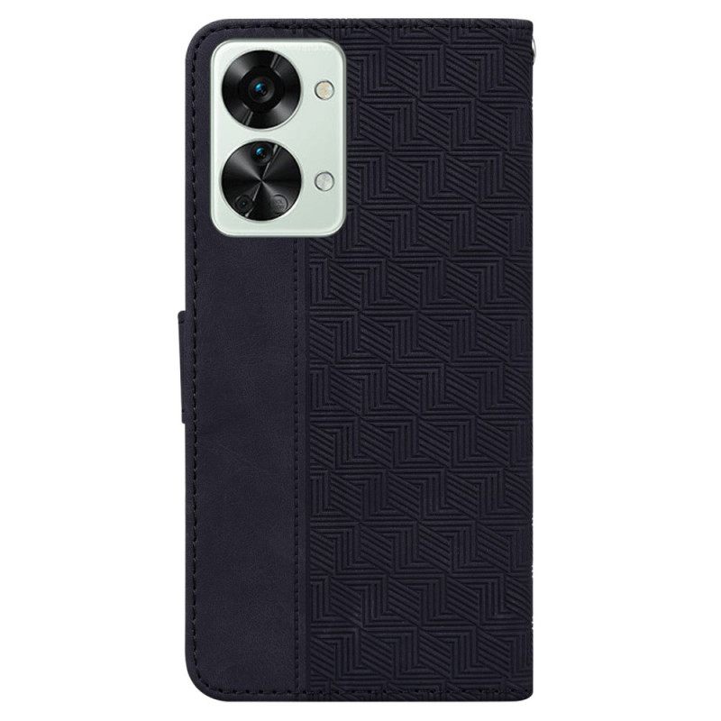 Κάλυμμα OnePlus Nord 2T 5G με κορδονι Γεωμετρικά Μοτίβα Με Λουριά