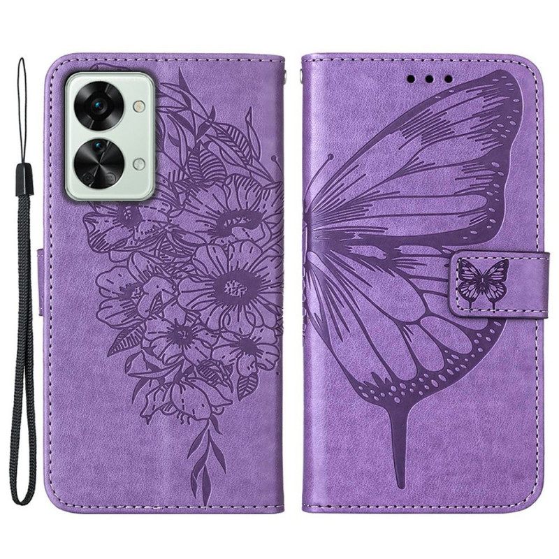 Κάλυμμα OnePlus Nord 2T 5G με κορδονι Καλλιτεχνικό Strappy Butterfly