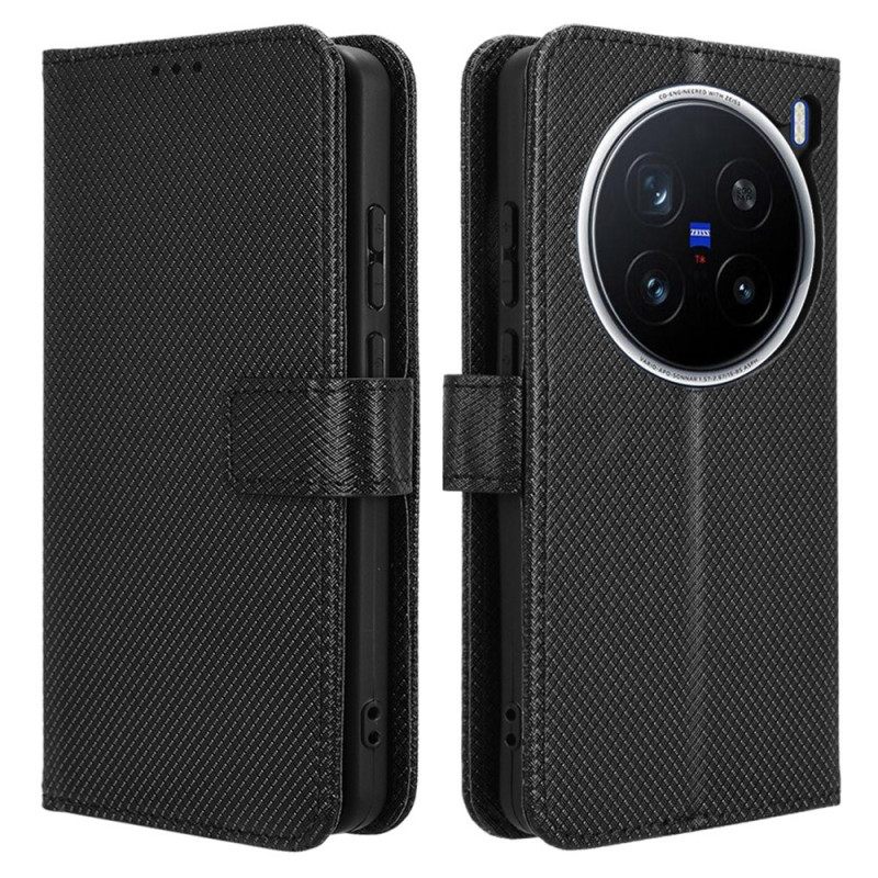 Δερματινη Θηκη Vivo X200 Pro Υφή Διαμαντιού Σιλικόνης