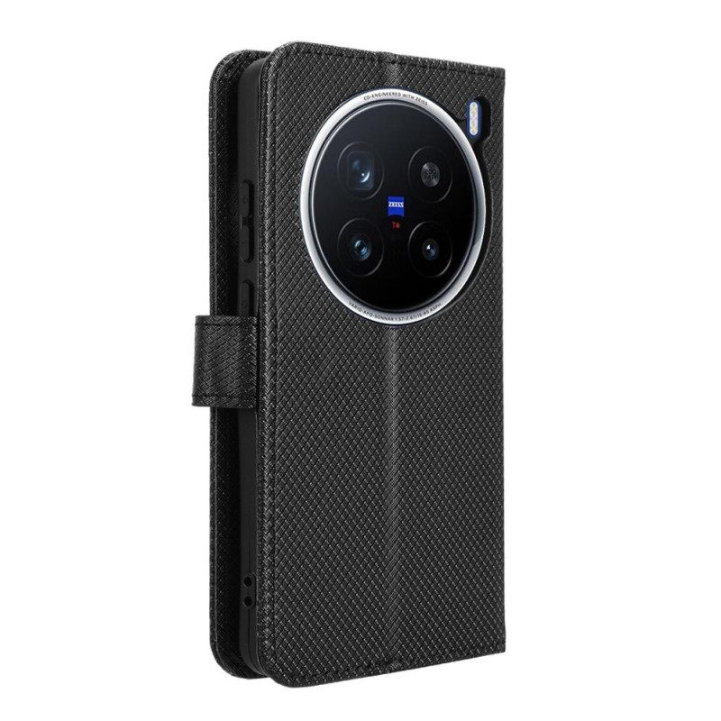 Δερματινη Θηκη Vivo X200 Pro Υφή Διαμαντιού Σιλικόνης