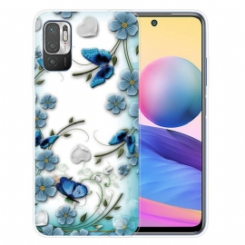 Θήκη Xiaomi Redmi Note 10 5G / Poco M3 Pro 5G Ρετρό Πεταλούδες Και Λουλούδια