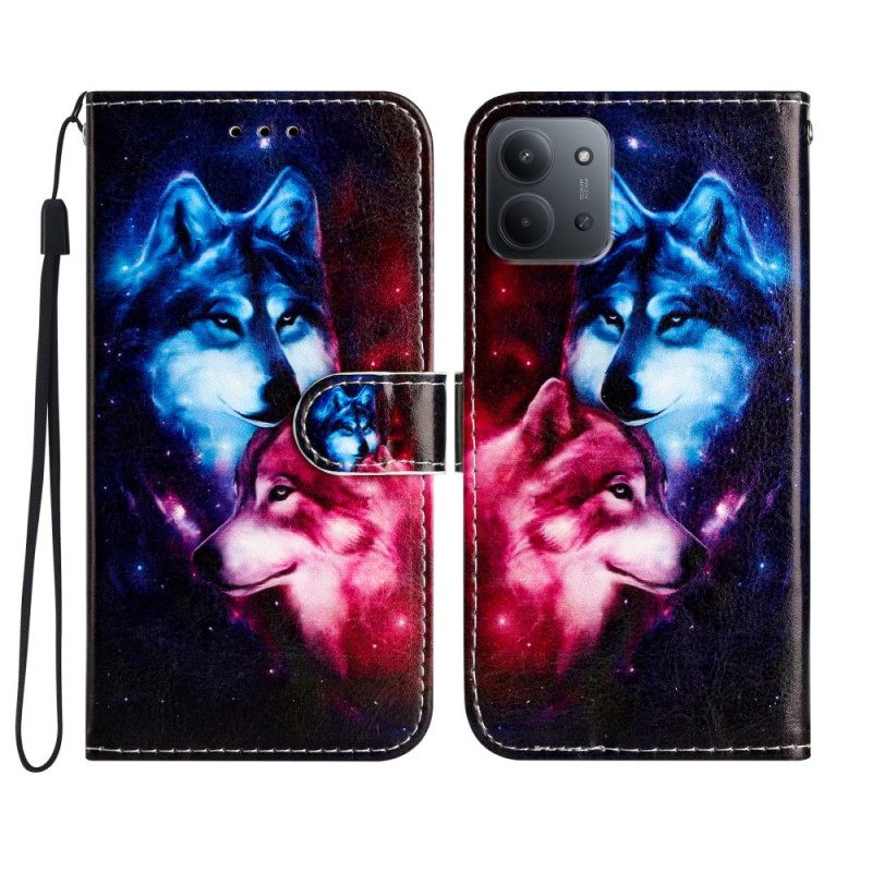 Δερματινη Θηκη Poco C85 Δύο Λύκοι