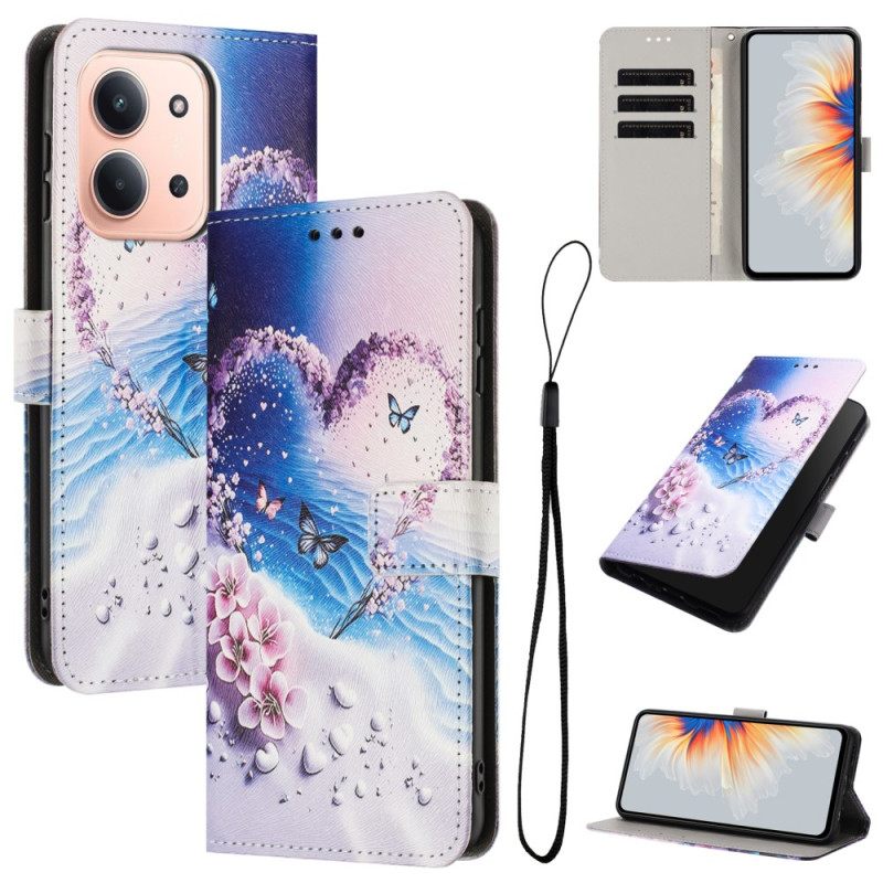 Δερματινη Θηκη Poco C85 Καρδιά Και Πεταλούδες Σιλικόνης