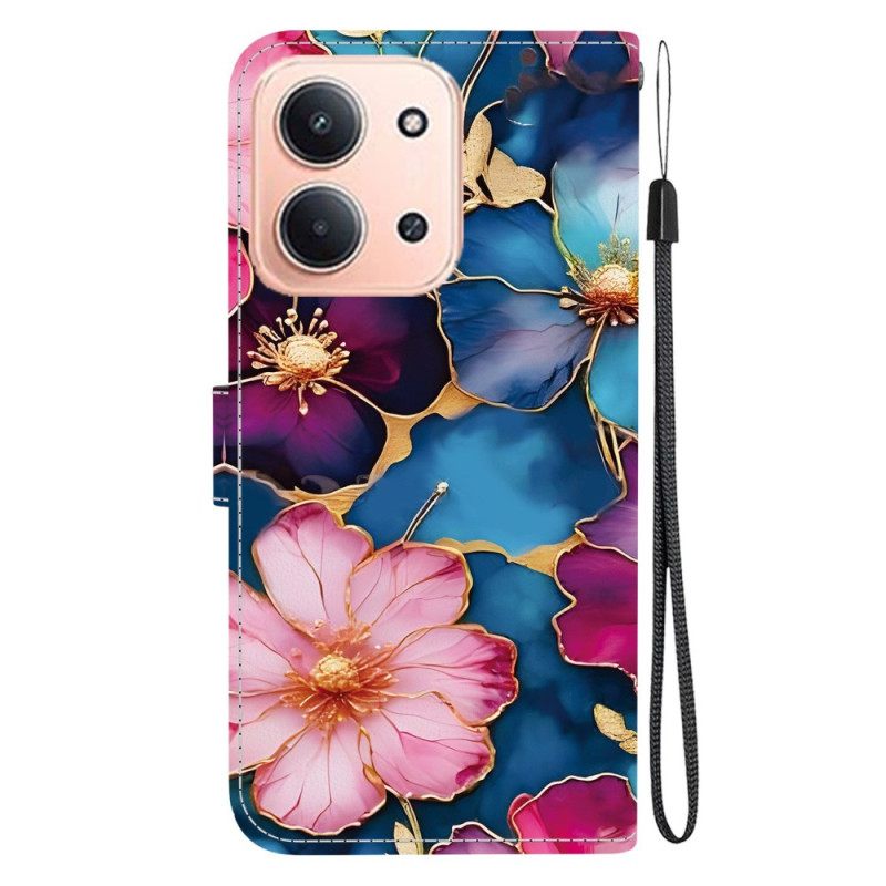 Δερματινη Θηκη Poco C85 Πολύχρωμα Λουλούδια