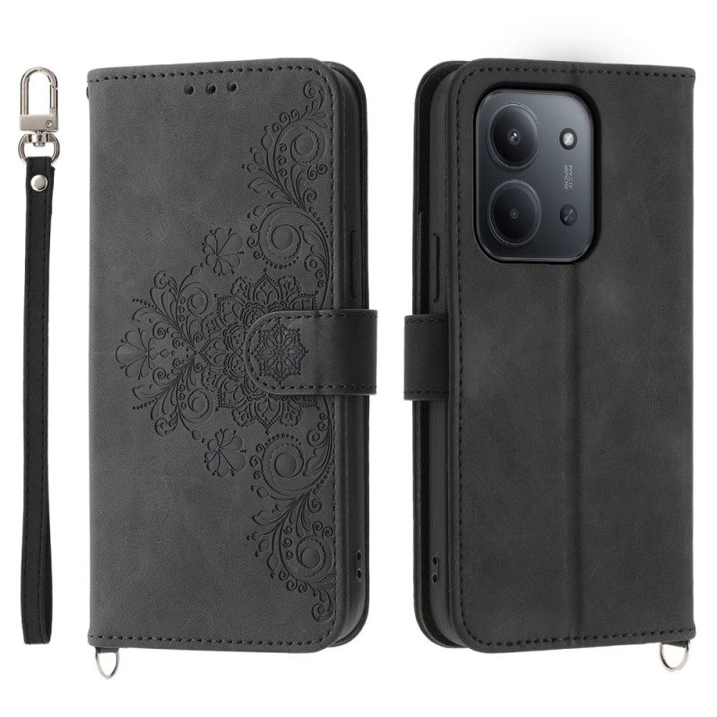 Δερματινη Θηκη Poco C85 Σουέτ Εφέ Δαντέλας