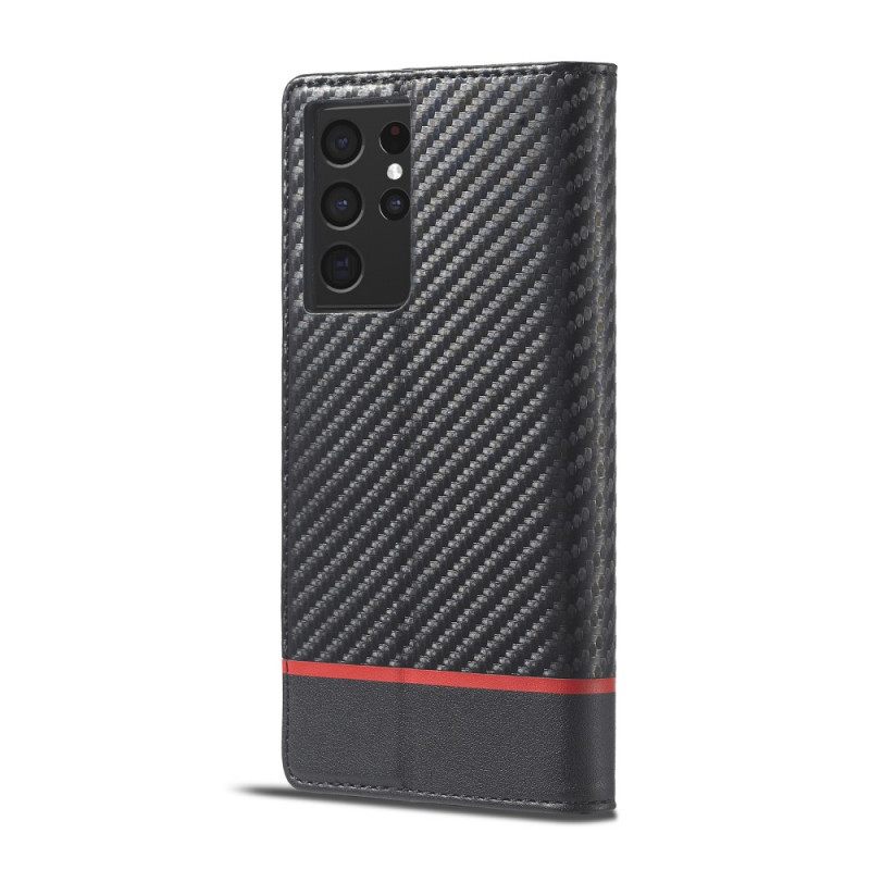δερματινη θηκη Samsung Galaxy S21 Ultra 5G Ανθρακονήματα Lc.imeeke