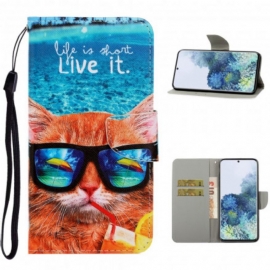 Κάλυμμα Samsung Galaxy S21 Ultra 5G με κορδονι Cat Live It Strappy