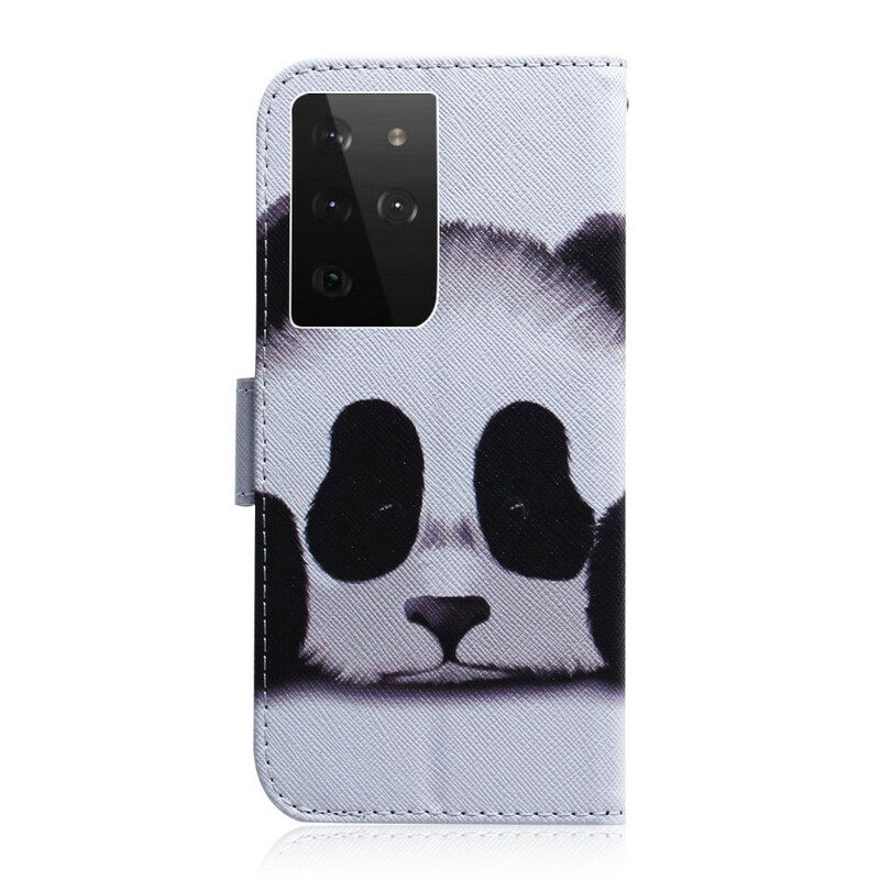 Θήκη Flip Samsung Galaxy S21 Ultra 5G Πρόσωπο Panda