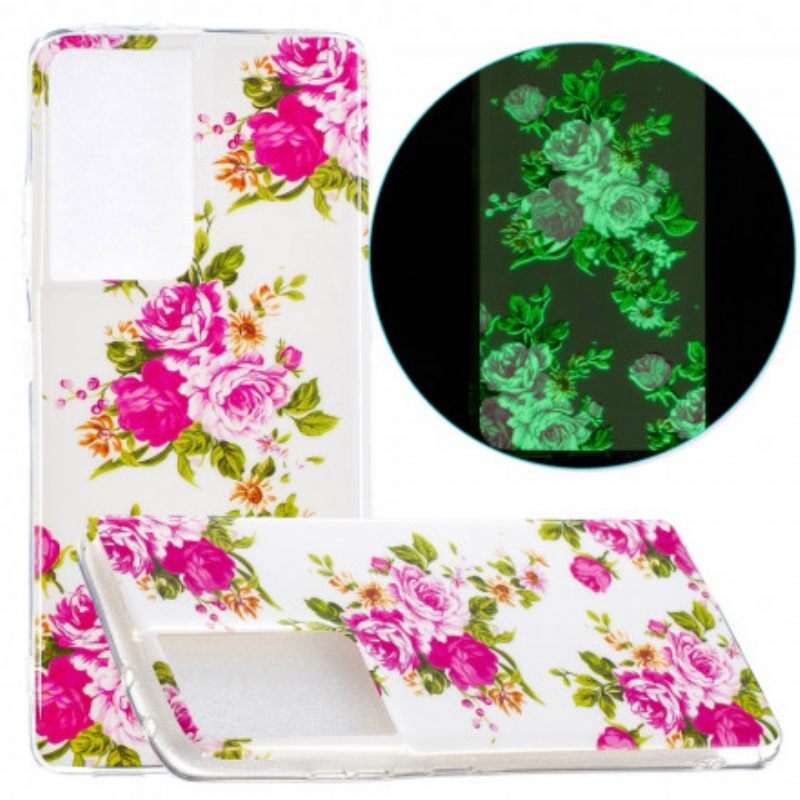 θηκη κινητου Samsung Galaxy S21 Ultra 5G Fluorescent Liberty Flowers