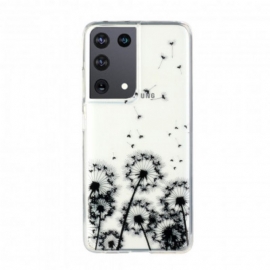 Θήκη Samsung Galaxy S21 Ultra 5G Διάφανες Μαύρες Πικραλίδες