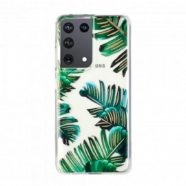 Θήκη Samsung Galaxy S21 Ultra 5G Διαφανή Πράσινα Φύλλα