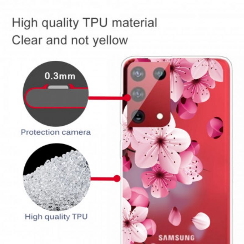 Θήκη Samsung Galaxy S21 Ultra 5G Μικρά Ροζ Λουλούδια