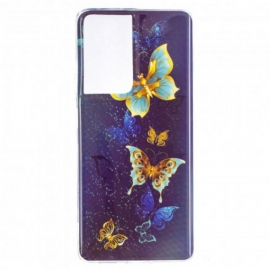 Θήκη Samsung Galaxy S21 Ultra 5G Σειρά Fluorescent Butterflies