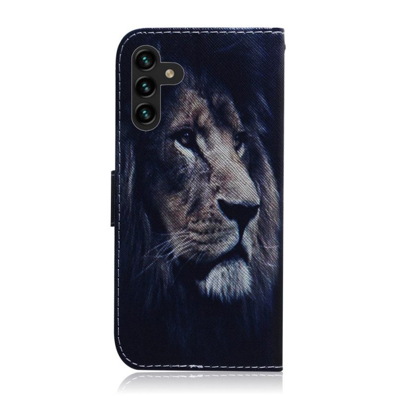 δερματινη θηκη Samsung Galaxy A13 5G Ονειρεύεται Λιοντάρι
