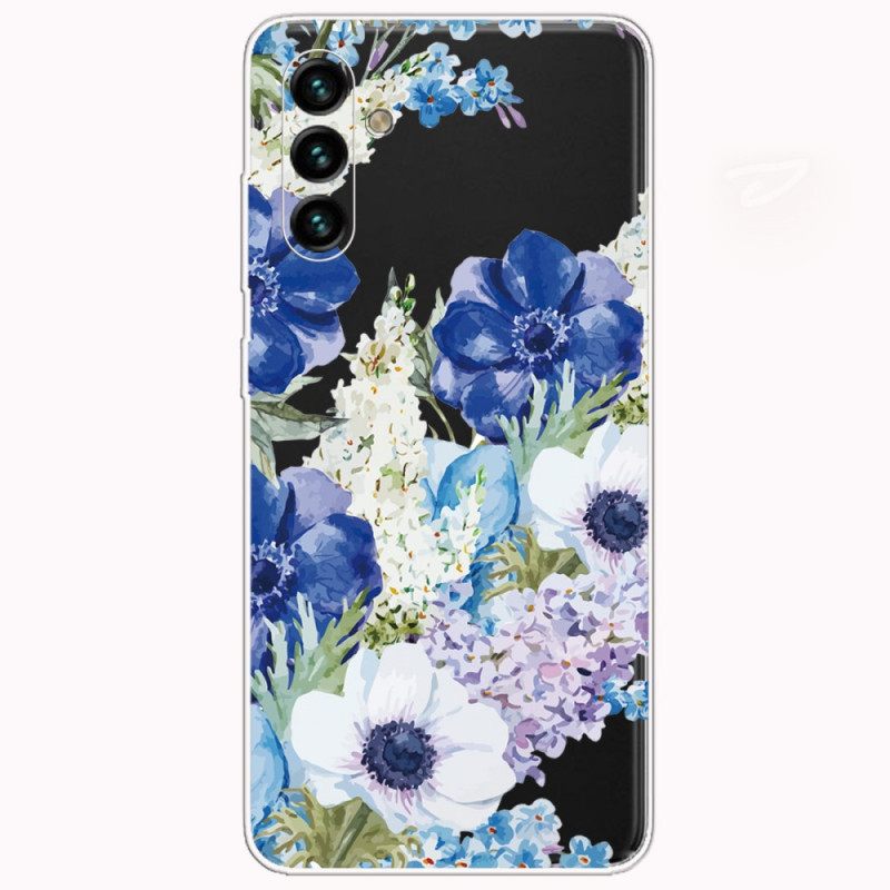 Θήκη Samsung Galaxy A13 5G Ακουαρέλα Μπλε Λουλούδια