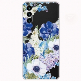 Θήκη Samsung Galaxy A13 5G Ακουαρέλα Μπλε Λουλούδια