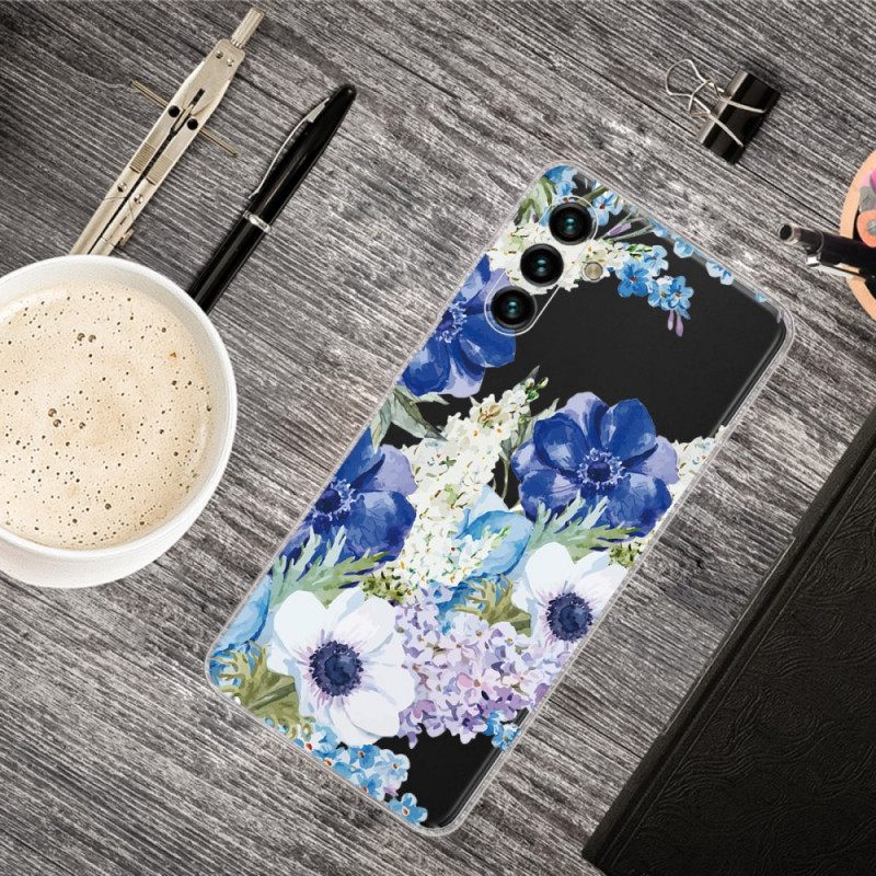 Θήκη Samsung Galaxy A13 5G Ακουαρέλα Μπλε Λουλούδια