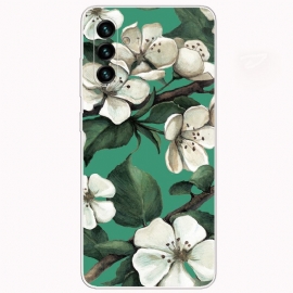 Θήκη Samsung Galaxy A13 5G Βαμμένα Λευκά Λουλούδια