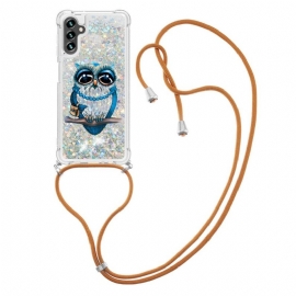 Θήκη Samsung Galaxy A13 5G με κορδονι Στο Miss Owl Glitter Cord
