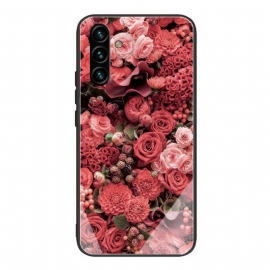Θήκη Samsung Galaxy A13 5G Pink Flowers Σκληρυμένο Γυαλί