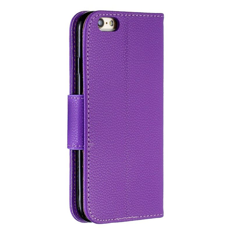 Θήκη Flip iPhone 6 / 6S με κορδονι Χρωματιστό Λουράκι Litchi Leather Effect