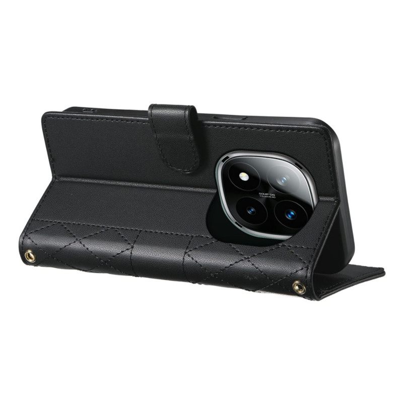 Δερματινη Θηκη Xiaomi Redmi Note 15 Pro 5g Καπιτονέ Με Λουράκια