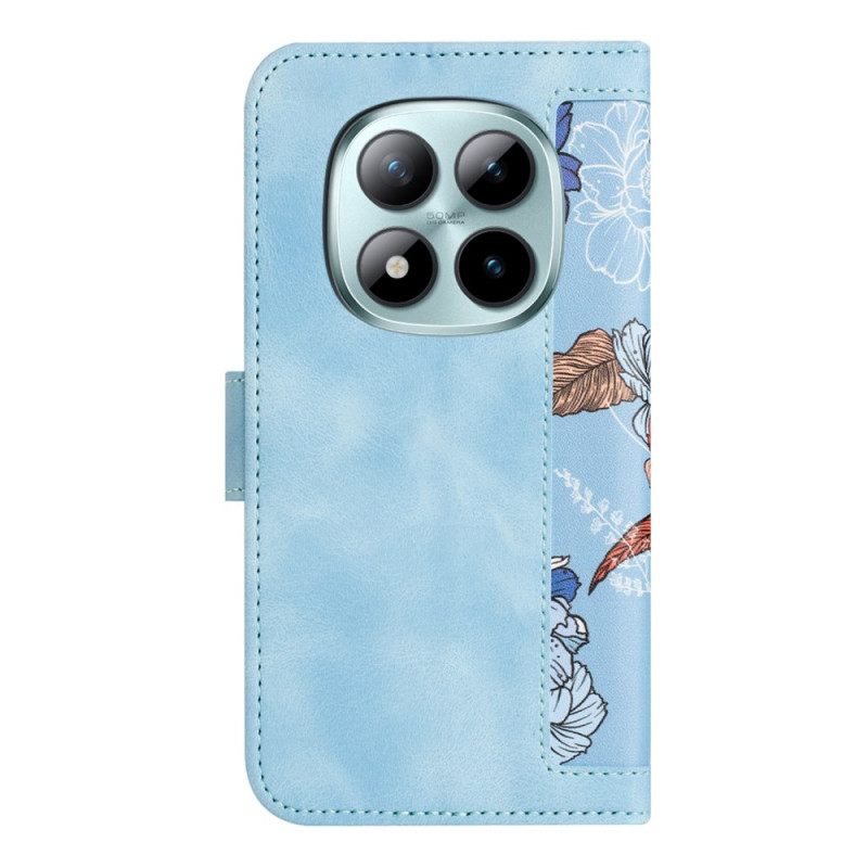 Δερματινη Θηκη Xiaomi Redmi Note 15 Pro 5g Λουλουδάτο Μοτίβο Με Λουράκι