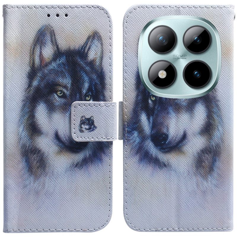 Δερματινη Θηκη Xiaomi Redmi Note 15 Pro 5g Λύκος Με Ακουαρέλα