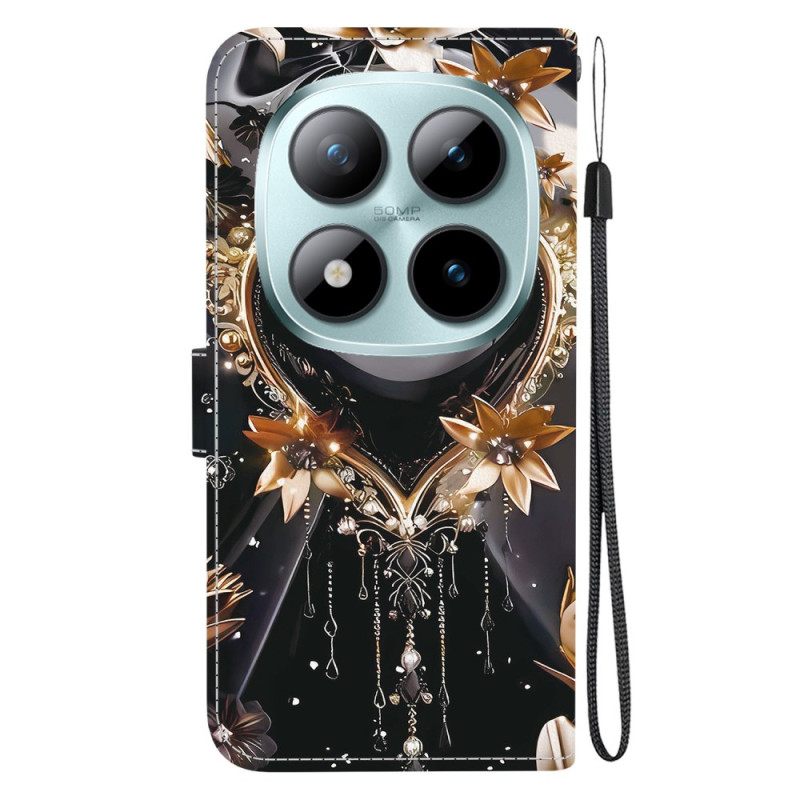 Δερματινη Θηκη Xiaomi Redmi Note 15 Pro 5g Μαύρη Και Χρυσή Καρδιά Σιλικόνης