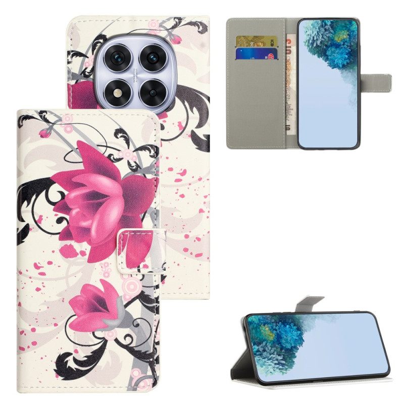 Δερματινη Θηκη Xiaomi Redmi Note 15 Pro 5g Μοτίβο Λωτού Σιλικόνης