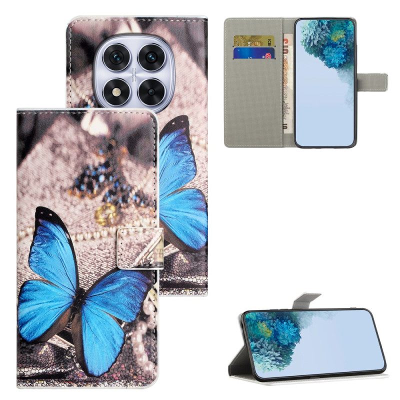 Δερματινη Θηκη Xiaomi Redmi Note 15 Pro 5g Μπλε Πεταλούδα