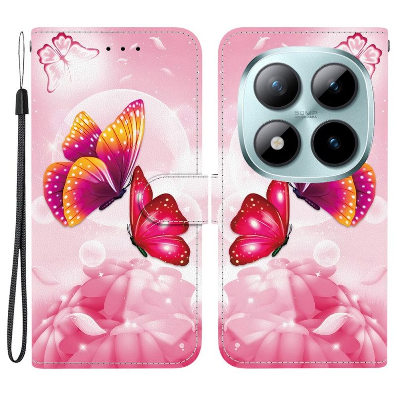 Δερματινη Θηκη Xiaomi Redmi Note 15 Pro 5g Ροζ Πεταλούδες