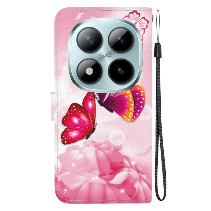 Δερματινη Θηκη Xiaomi Redmi Note 15 Pro 5g Ροζ Πεταλούδες