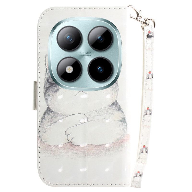 Δερματινη Θηκη Xiaomi Redmi Note 15 Pro 5g Χαριτωμένη Γάτα Με Λουράκια