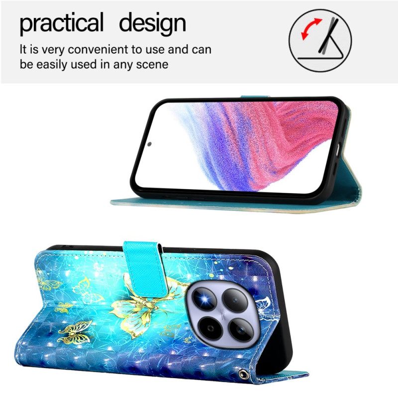 Δερματινη Θηκη Xiaomi Redmi Note 15 Pro 5g Χρυσές Πεταλούδες