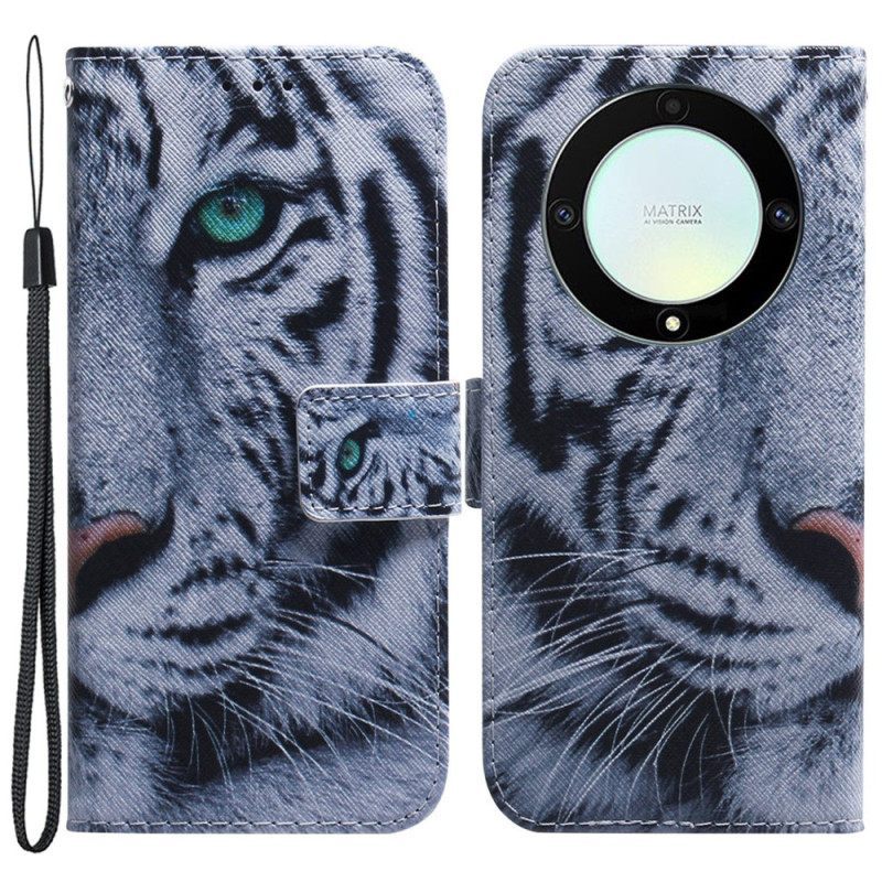 Θήκη Flip Honor Magic 5 Lite με κορδονι Strappy White Tiger