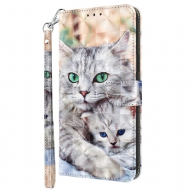 δερματινη θηκη Samsung Galaxy A14 / A14 5G με κορδονι Μόνο Thong Cats