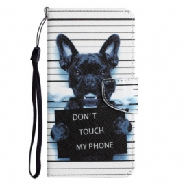 δερματινη θηκη Samsung Galaxy A14 / A14 5G με κορδονι Σκύλος Μην Αγγίζετε Με Κορδόνι