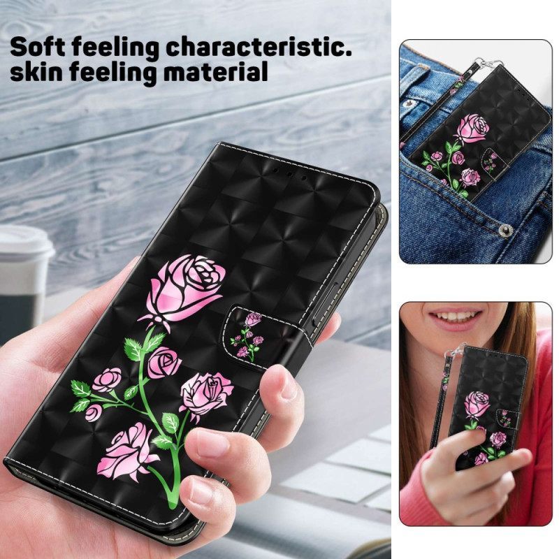 Κάλυμμα Samsung Galaxy A14 / A14 5G με κορδονι Τριαντάφυλλα Με Λουράκι