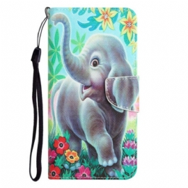 Κάλυμμα Samsung Galaxy A14 / A14 5G με κορδονι Χαρούμενος Ελέφαντας Με Κορδόνι