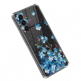 θηκη κινητου Samsung Galaxy A14 / A14 5G Άνευ Ραφής Μπλε Λουλούδια