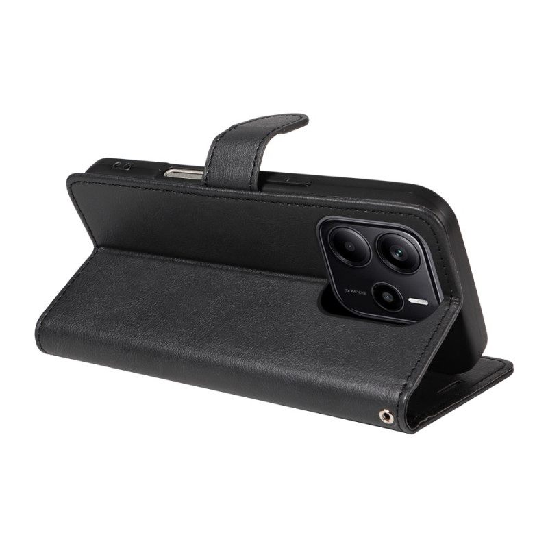 Δερματινη Θηκη Xiaomi Redmi Note 14 4g Απλό Τεχνητό Δέρμα Με Λουρί