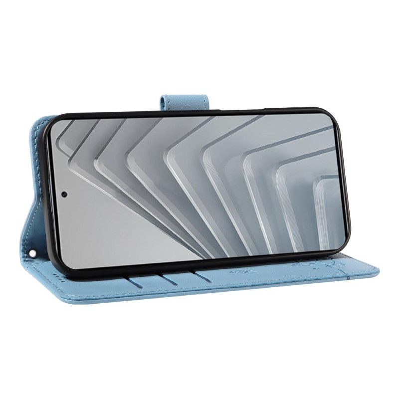 Δερματινη Θηκη Xiaomi Redmi Note 14 4g Διασκεδαστική Γάτα Με Λουρί