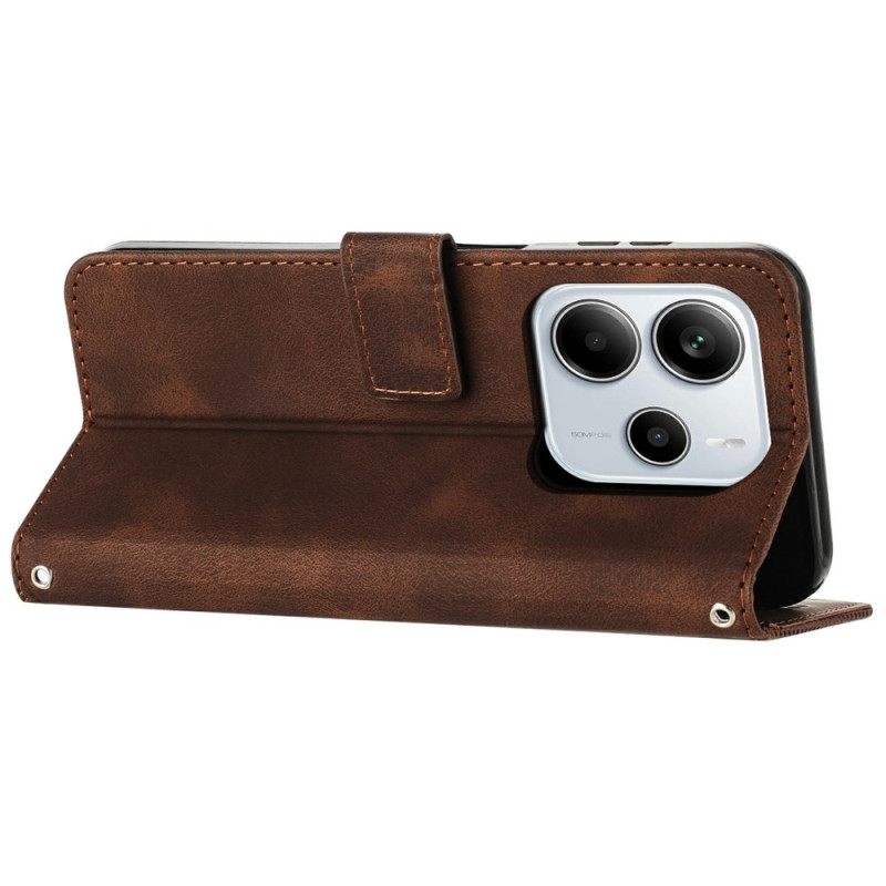 Δερματινη Θηκη Xiaomi Redmi Note 14 4g Γεωμετρικές Γραμμές Με Λουράκι Σιλικόνης