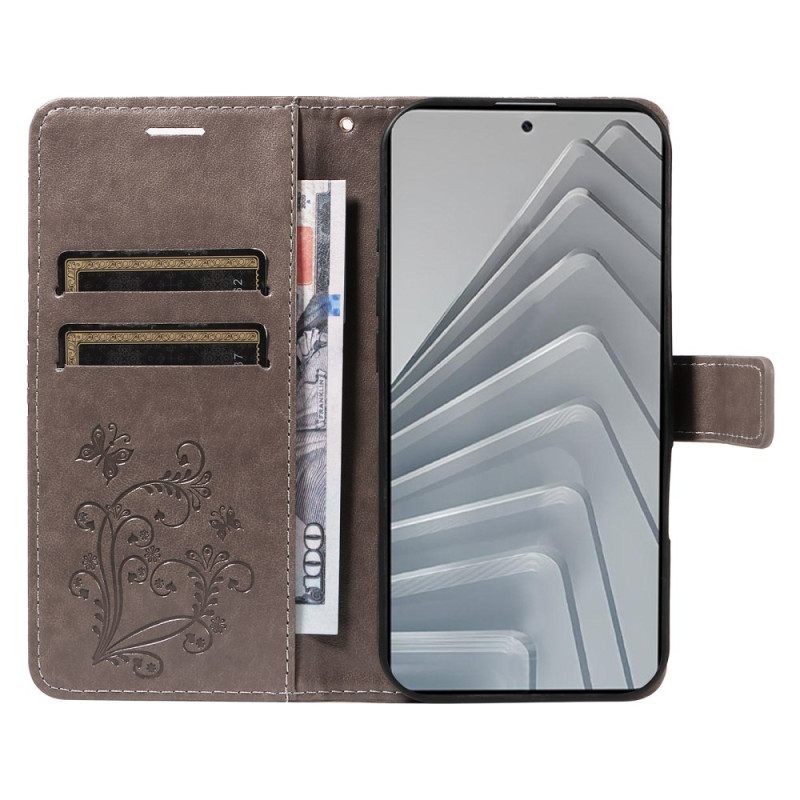 Δερματινη Θηκη Xiaomi Redmi Note 14 4g Γιγάντιες Πεταλούδες Σιλικόνης